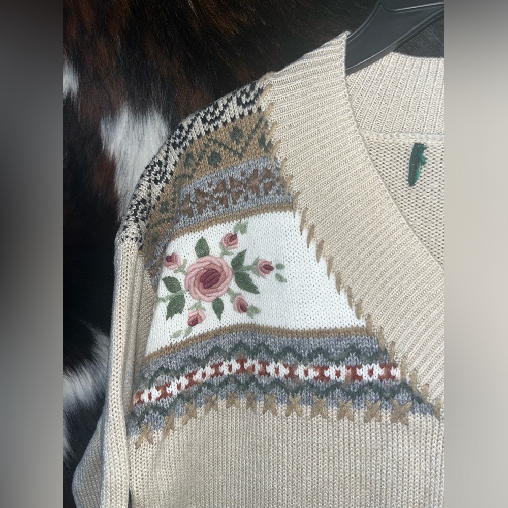 Vintage Dana Scott size small crochet vneck Victorian style pullover sweater - Picture 3 of 6